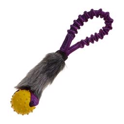 Tug-e-nuff Pocket Bungee Faux Fur with Dummy and Ball Purple strap 29cm